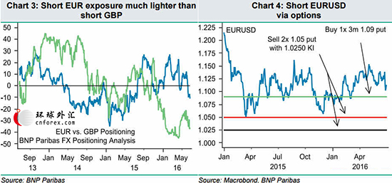 (欧元英镑仓位对比及期权策略 来源：法国巴黎银行)