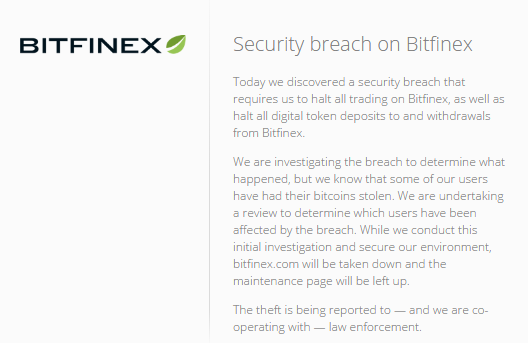 Bitfinex交易所出现安全漏洞 导致用户价值7500万美元的比特币被盗