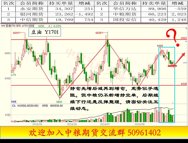 豆油 Y1701：延续弱势整理，空头力量积蓄